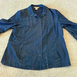 Allison Daley vintage embroidered denim jacket
